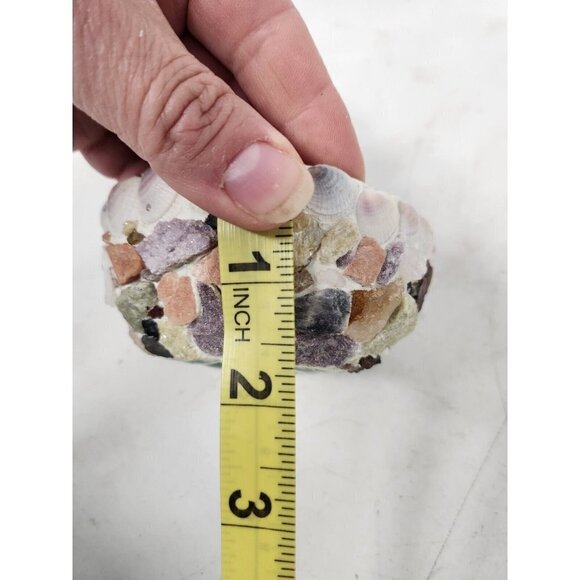 Vintage Glass Stand And Seas Shell Mosaic Covered Decorative Bowl Trinket Dish - Picture 8 of 8